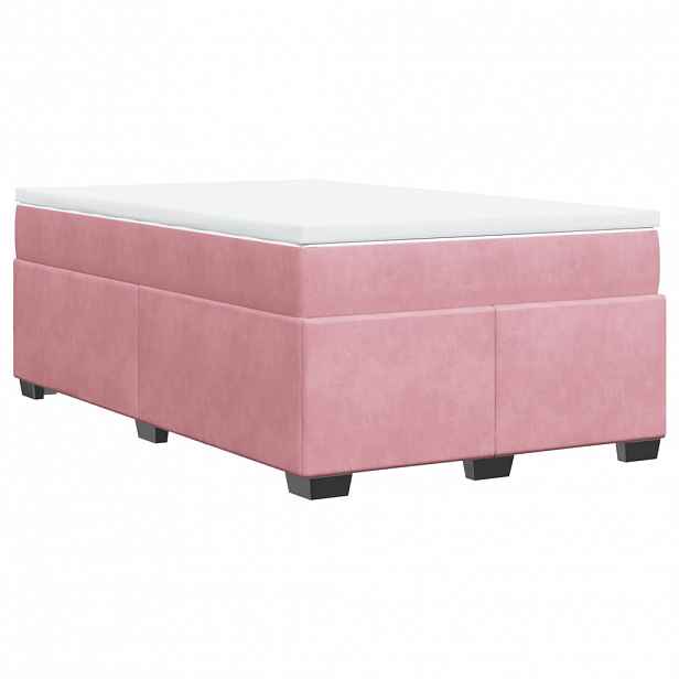 vidaXL Box spring postel s matrací růžová 120x190 cm samet