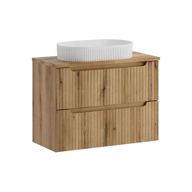 Comad Závěsná skříňka Nova Beyond s deskou a umyvadlem 80 cm dub coast evoke