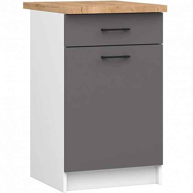 Dolní kuchyňská skříňka 50 cm VERMINA se šuplíkem - bílá / šedá