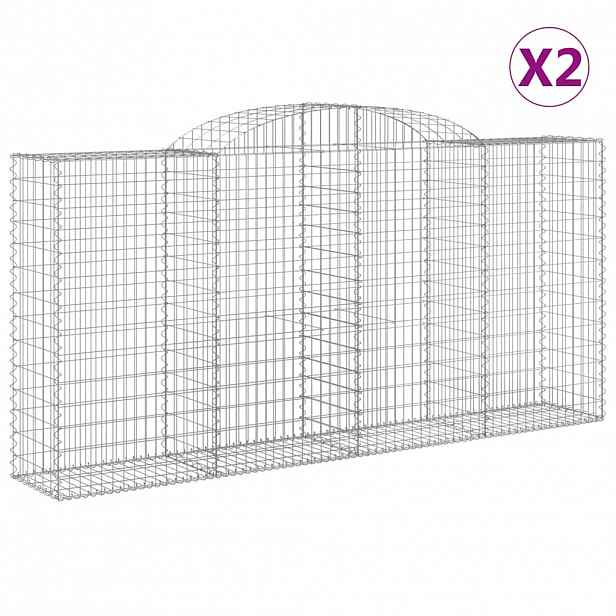 vidaXL Klenuté gabionové koše 2 ks 300x50x140/160cm pozinkované železo