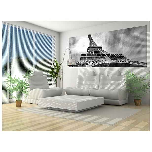 Vliesová fototapeta Eiffelova věž Paříž šedá elegance 250x104 lepidlo