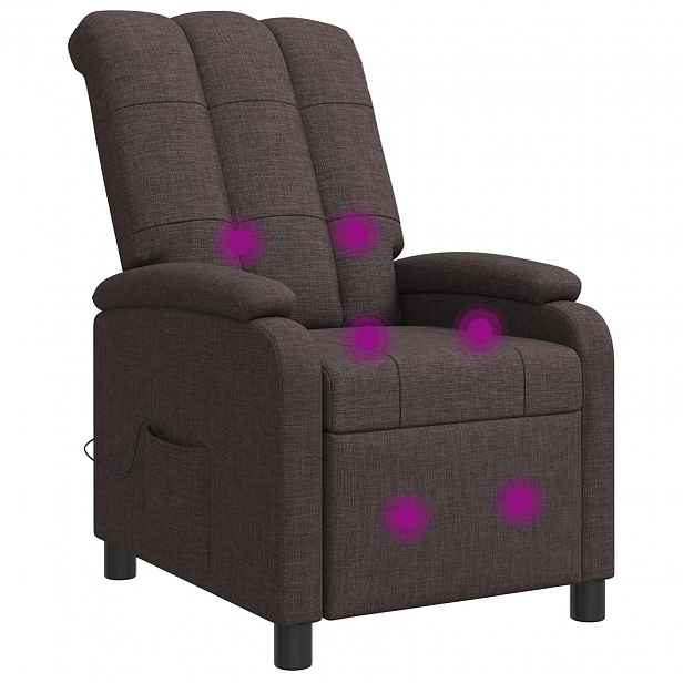vidaXL Masážní polohovací křeslo Tmavě hnědá Textil