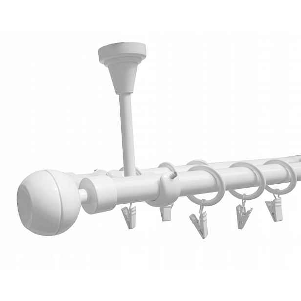 Dvojitá Garnýž Stropní Kovová bílá barva mix koncovek 19+19 mm 140 cm