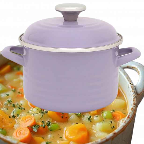 Hrnec Kuchyňský Hrnec 6,75L 24CM Metalac Fialový S Indukčním Víkem