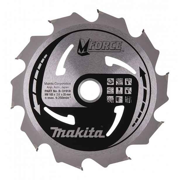 Makita - Pilový kotouč na dřevo, 165x20 mm, 10 zubů B-31918