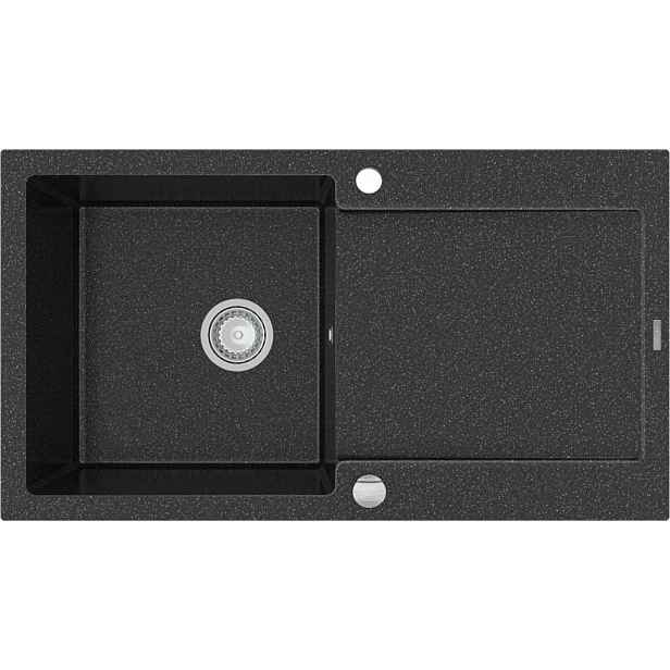 MEXEN - Leo granitový dřez 1 s odkapávačem 900x500 mm, černá spotty 6501901010-76