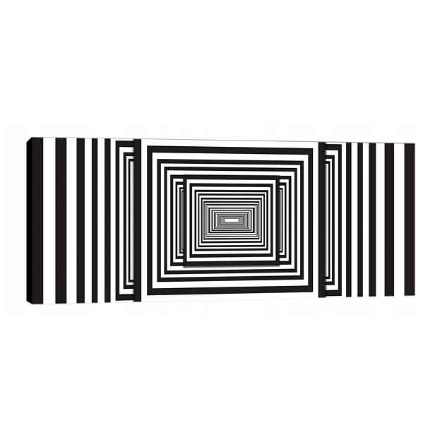 Obraz 145x45 Optická iluze Op Art abstrakce černobílá geometrie