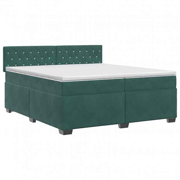 vidaXL Postel boxspring s matrací Tmavě zelená 200 x 200 cm Samet