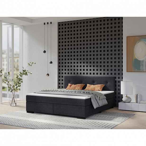 MID.YOU POSTEL BOXSPRING, 200/200 cm, antracitová
