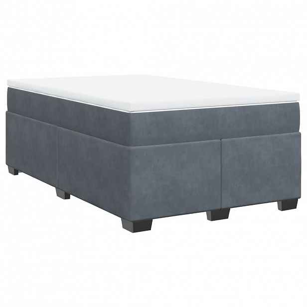 vidaXL Box spring postel s matrací tmavě šedá 120 x 200 cm samet