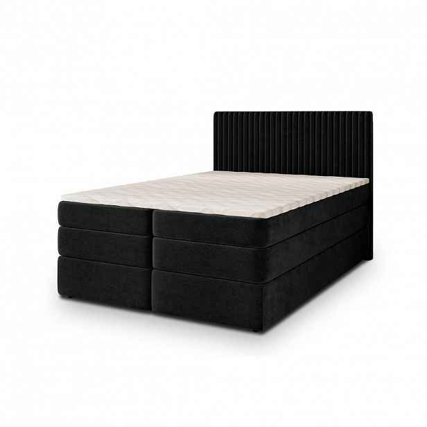 MASSENO POSTEL BOXSPRING FELBIO 160x200 cm, s matrací a úložným prostorem, černá