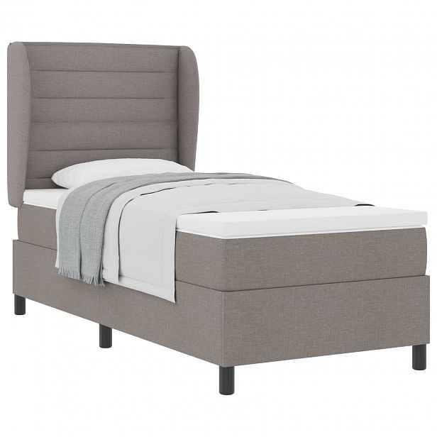 vidaXL Postel s boxspringem s čelo Taupe 100 x 200 cm textil