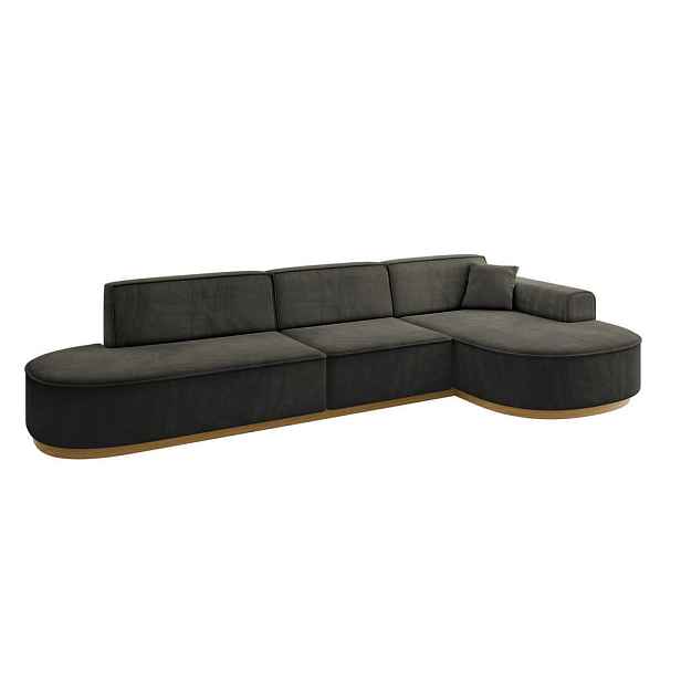 ALTDECOR ROHOVÁ SEDAČKA s otomanem, pravá MARI-L2-v2 328x171x83 Černá Velur