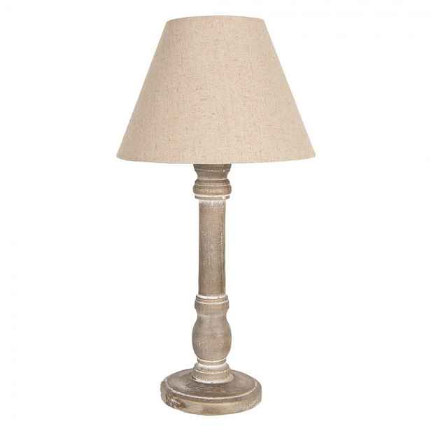 Hnědá stolní lampička s béžovým stínidlem Shabby - Ø 23*45 cm E27/max 1*40W Clayre & Eef