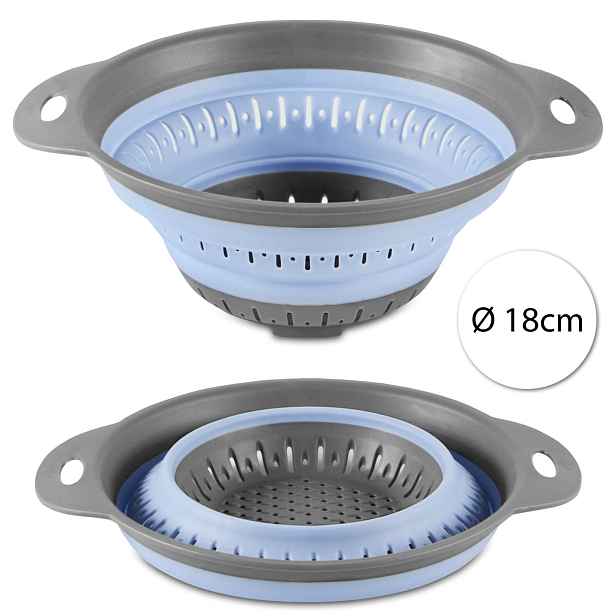 Kitchen&home Kitchen & home 132291 Skládací silikonový cedník, kruh 18cm, modré