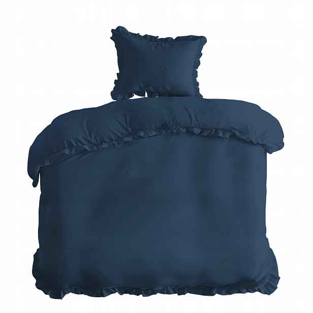 Povlečení 140x200 denim jednobarevné s volánkem Pure