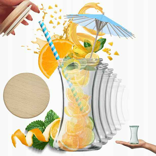 Sklenice Weck 200 Ml pohárků Deli žáruvzdorné dřevěné víko 12 Ks Pevné