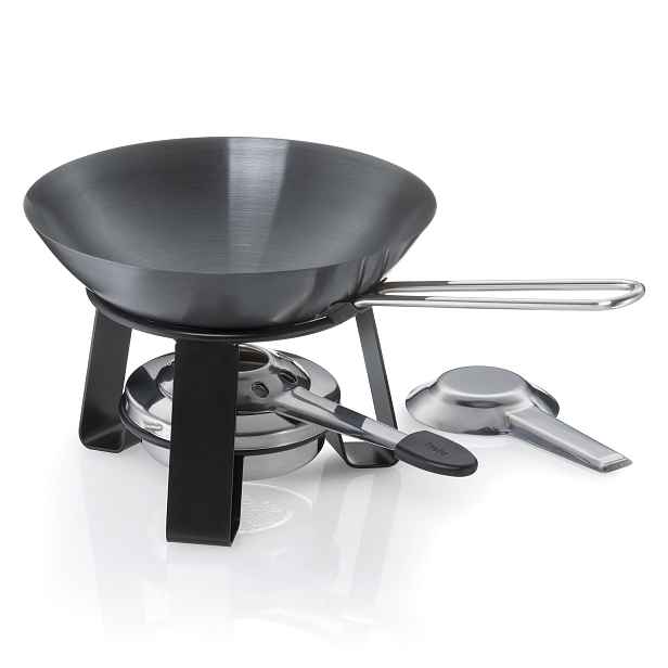 Wok Kela Mini 15 cm ocelová pánev Joy na podstavci s hořákem