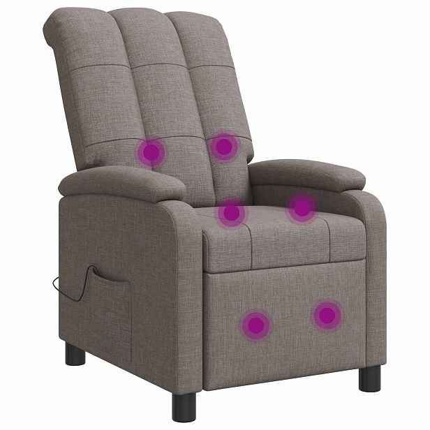 vidaXL Masážní polohovací křeslo Taupe Textil