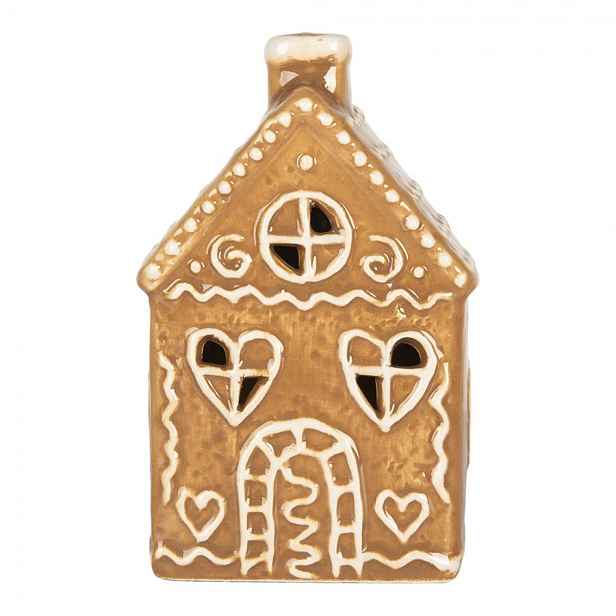 Hnědá perníková LED chaloupka Gingerbread Cott - 7*6*12 cm Clayre & Eef