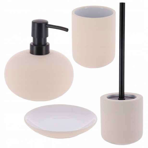 Koupelnový Set 4 El Niva Ivory mýdlenka dávkovač hrnek kartáč Wc