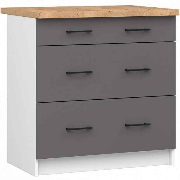 Kuchyňská skříňka se šuplíky 80 cm VERMINA - bílá / šedá