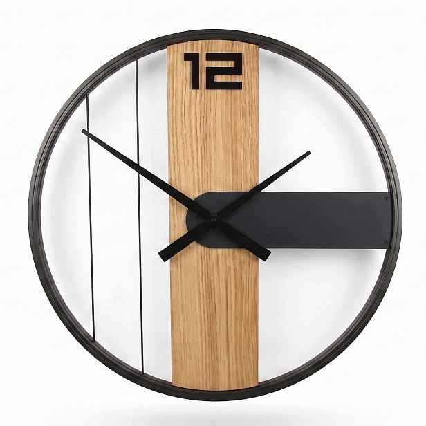 Nástěnné hodiny Benátky 52 cm Loftové Idustriální Černý kov, tichý mechanismus