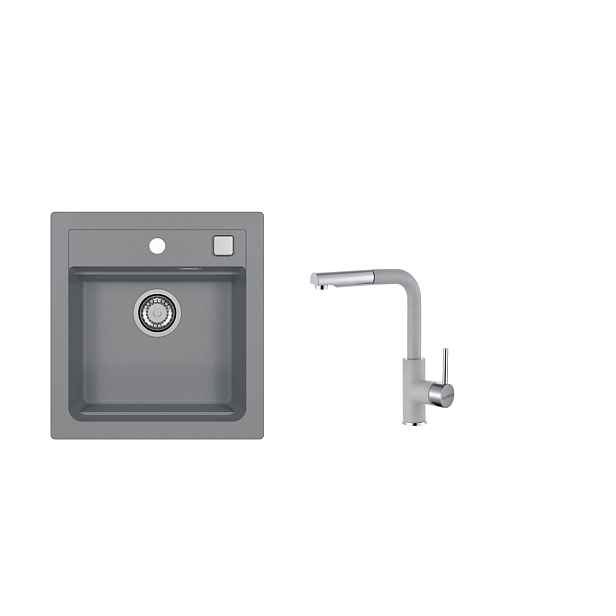 SET ALVEUS ATROX 20/81 + BATERIE SIROS 81 - obdélníkový granitový beton dřez 470x500x200 mm v setu s baterií