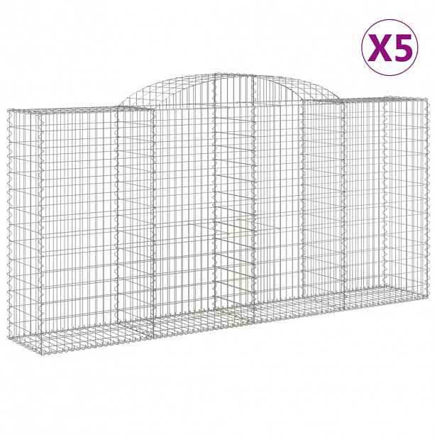 vidaXL Klenuté gabionové koše 5 ks 300x50x140/160cm pozinkované železo