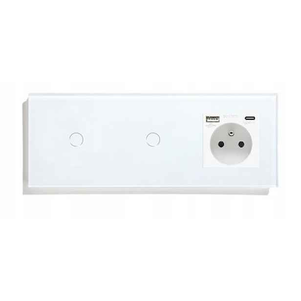 Dotykový Spínač 1+1 Schodišťová Zásuvka Usb A+c Qc 20W Skleněný Vypínač