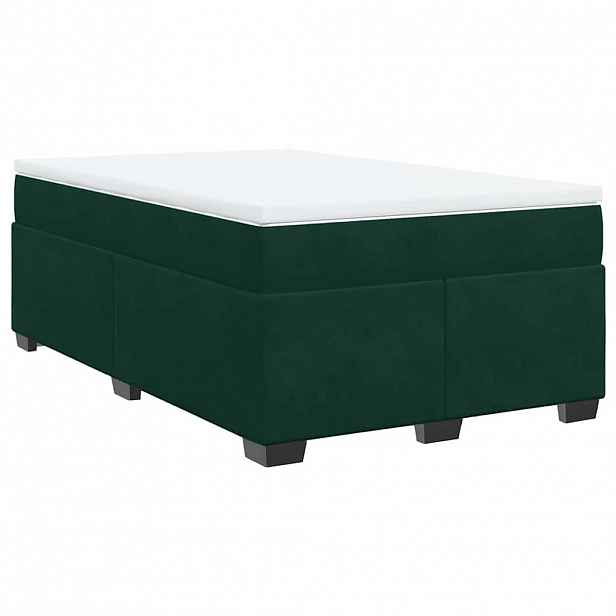 vidaXL Box spring postel s matrací tmavě zelená 120 x 200 cm samet