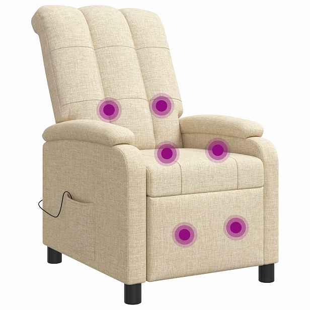 vidaXL Masážní polohovací křeslo Krémová Textil