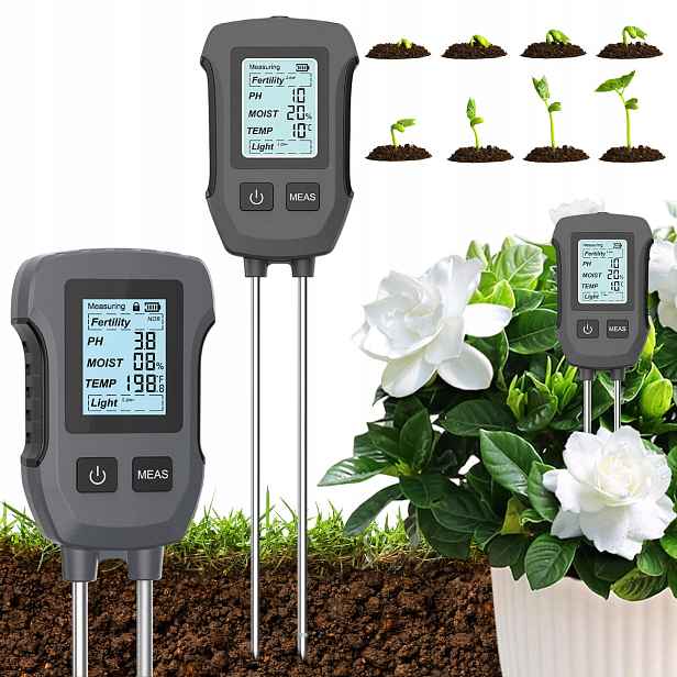 Kyseloměr Půdy Tester Zeminy Ph Měřič Teploty Vlhkosti 5V1