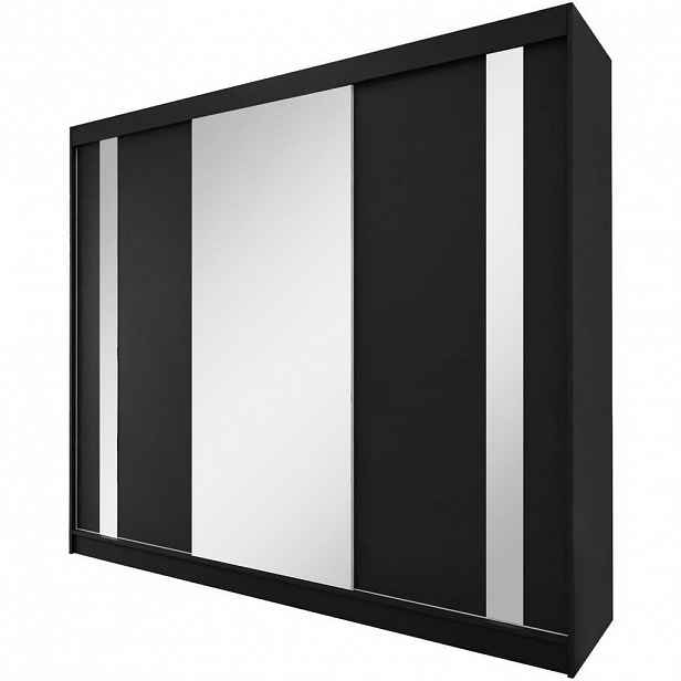 Beautysofa SKŘÍŇ s posuvnými dveřmi Gaja 240/216/61, černá se zrcadlem