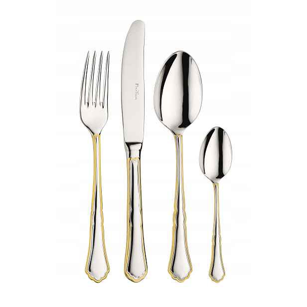 Pintinox Sada příborů Settecento Gold Filet 24 kusů, dřevěná krabice