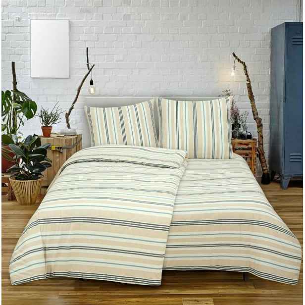 Povlečení saténový komplet 140x200 povlak 70x80 bavlna Sand Stripe