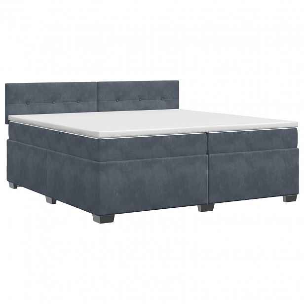 vidaXL Postel boxspring s matrací s čelo Tmavě šedá 200 x 200 cm Samet