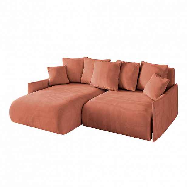ALTDECOR ROHOVÁ SEDAČKA s otomanem vlevo ONESK-L -v1 216x177x72 meruňkový velur