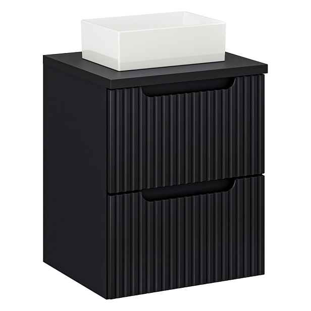 Comad Závěsná skříňka Nova Black Gaja I s deskou a umyvadlem 50 cm černá