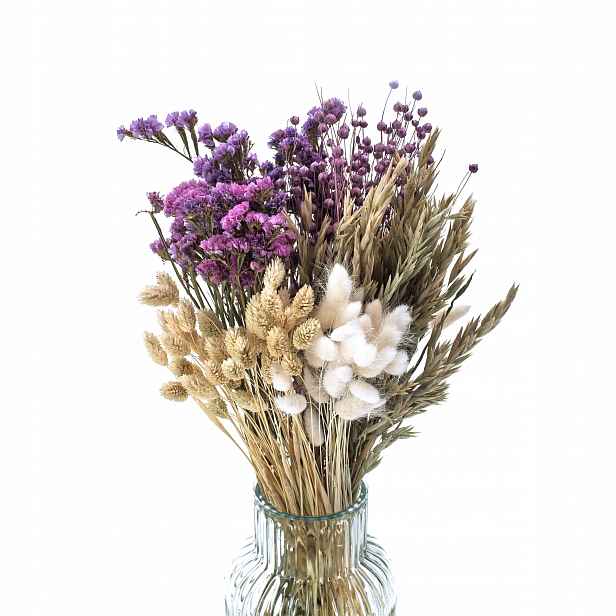 Kytice sušených květin do vázy Lilac len oves, otrávená suchá kytice