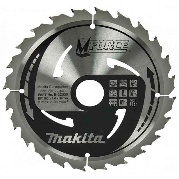 Makita - Pilový kotouč na dřevo, 185x30 mm, 24 zubů B-32035