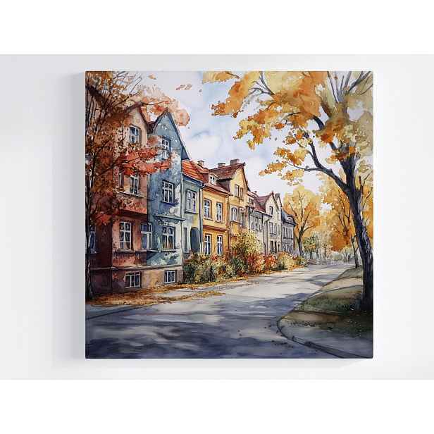 Obraz Na Plátně Canvas Město Ulice Domy Kamení Podzim Pohled 50x50