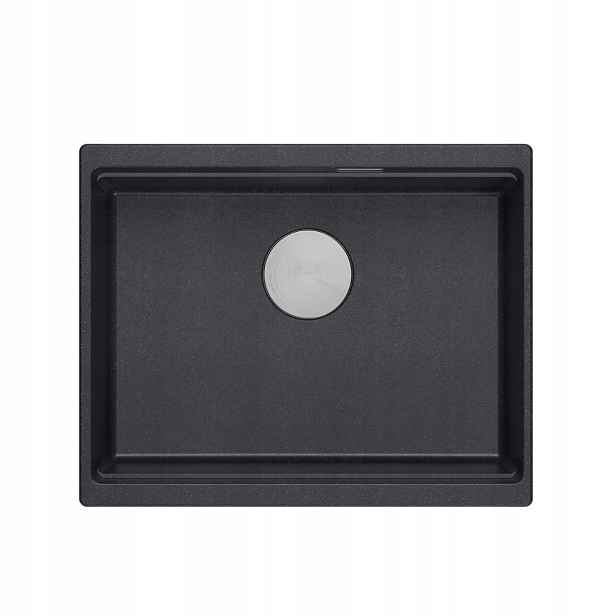Quadron Logan 100 Jednokomorový dřez 59,5x45,1x21,5 cm černý se sifonem