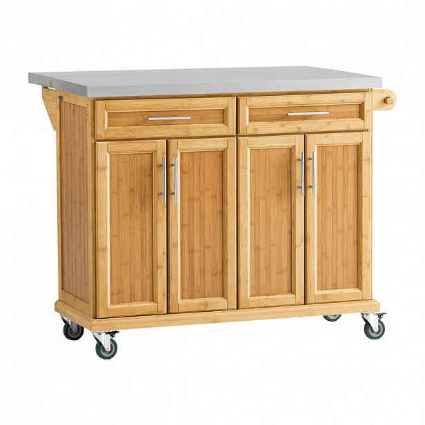 SoBuy KUCHYŇSKÝ OSTRŮVEK se 2 zásuvkami Bambus 115x71x92cm Funkční