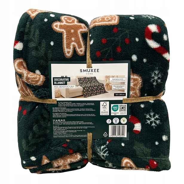 Teplá vánoční deka Sherpa Smukee 150x200 Ciastek