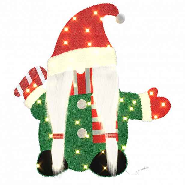 vidaXL Osvětlený skřítek Teplá bílá 71 x 64 cm Vánoční tinsel látka
