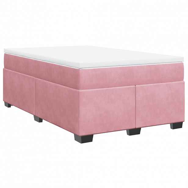 vidaXL Box spring postel s matrací růžová 120 x 200 cm samet