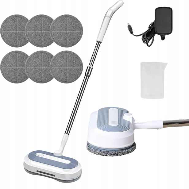 Bezdrátový elektrický rotační mop, sada na mytí oken, 6 nástavců