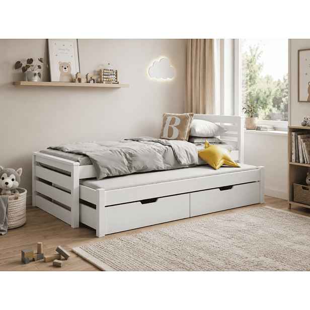 ArtBed Dětská postel s přistýlkou ​​CALWIN | bílá 80 x 180 cm