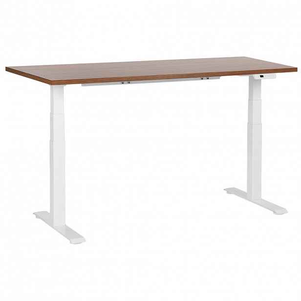 Beliani PSACÍ STŮL hnědobílý 160/72 cm elektrický výškově nastavitelný Destin III
